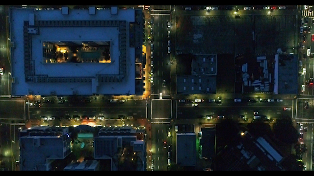 Aerial view of the downtown streets, the skyline and the buildings in Downtown San Diego.