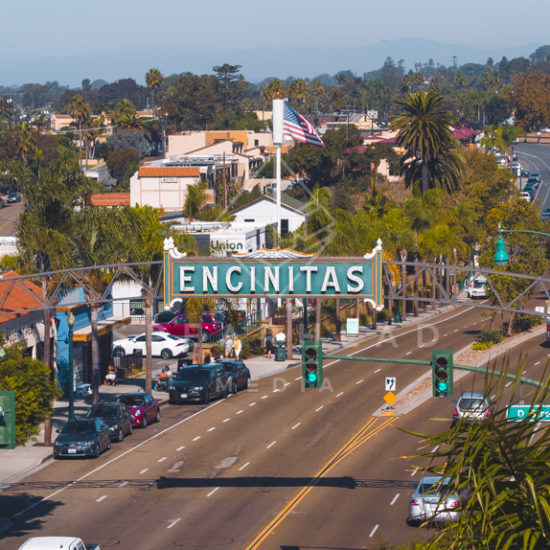 Downtown Encinitas in San Diego Square Drone Photo Spearhead Media