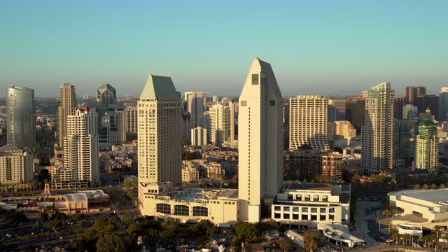 Aerial Helicopter footage of Downtown San Diego, the Waterfront, the Bay and the Marina | Video – 7