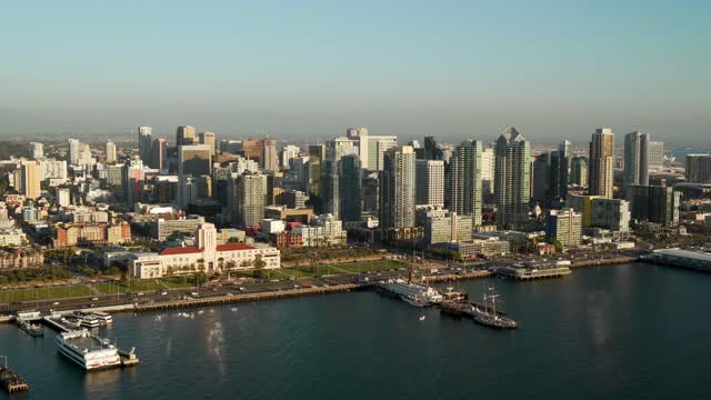 Aerial Helicopter footage of Downtown San Diego, the Waterfront, the Bay and the Marina | Video – 4