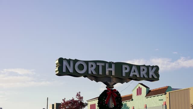 The downtown streets, the buildings and the city in North Park.