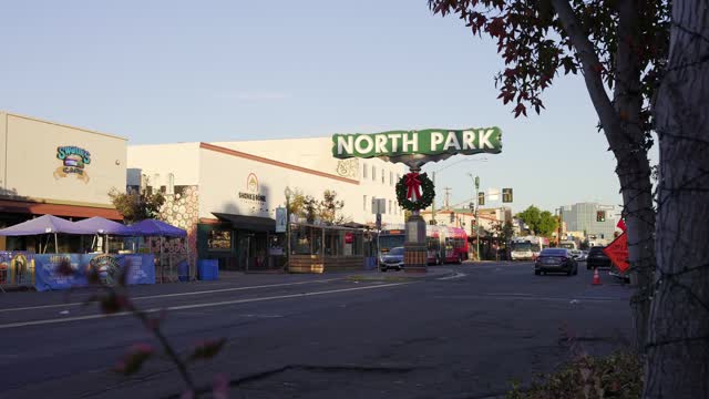 The downtown streets, the buildings and the city in North Park.