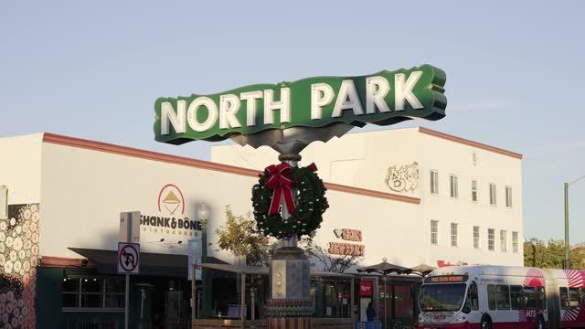 The downtown streets, the buildings and the city in North Park.