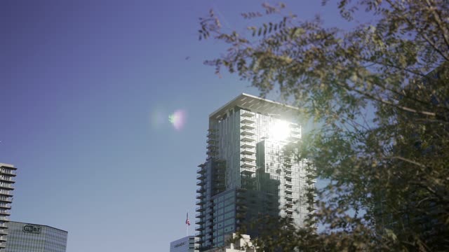 The downtown streets, the skyline and the buildings at Waterfront.