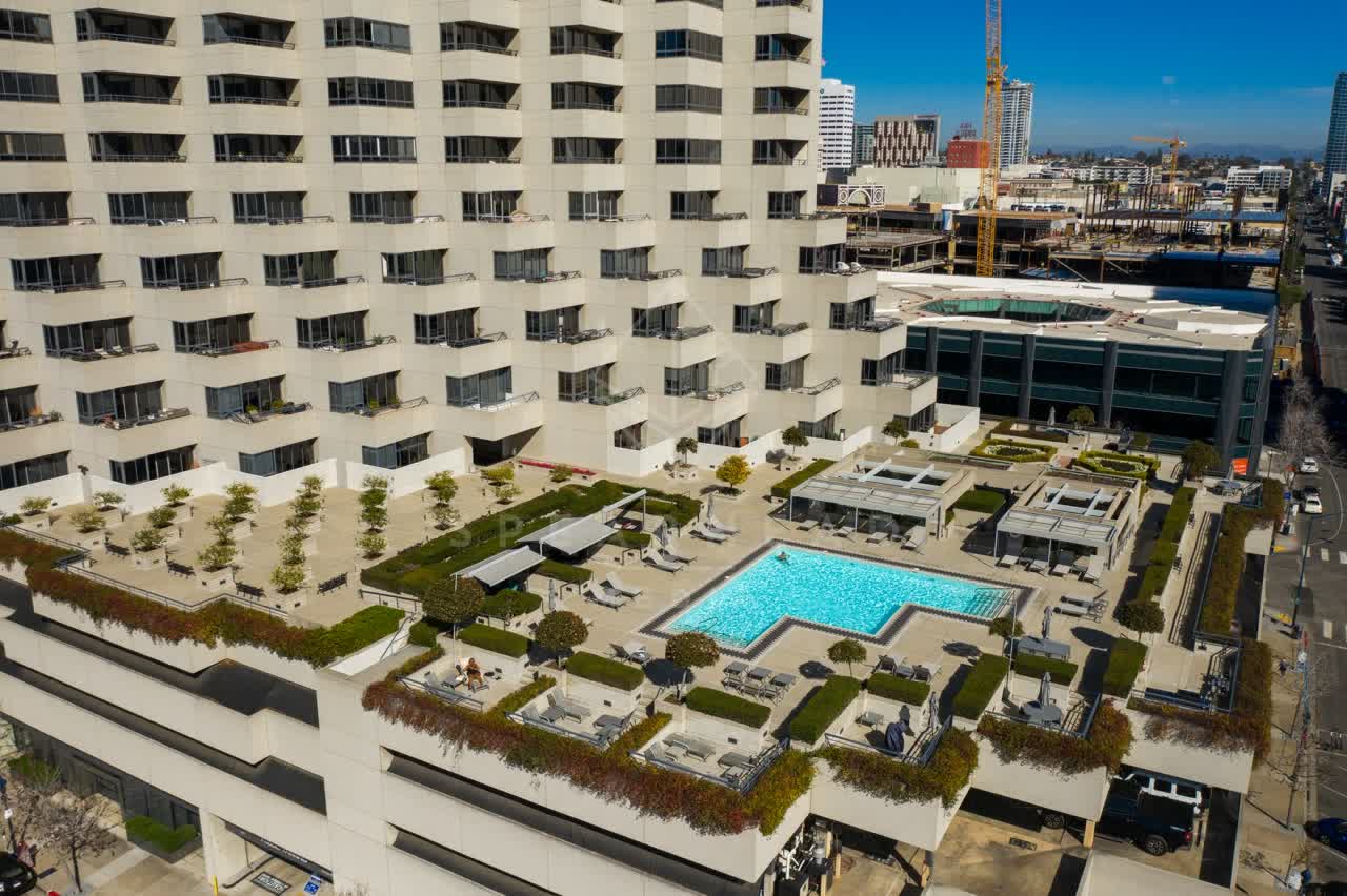 Aerial view of the downtown streets, the skyline and the buildings at San Diego Marina.