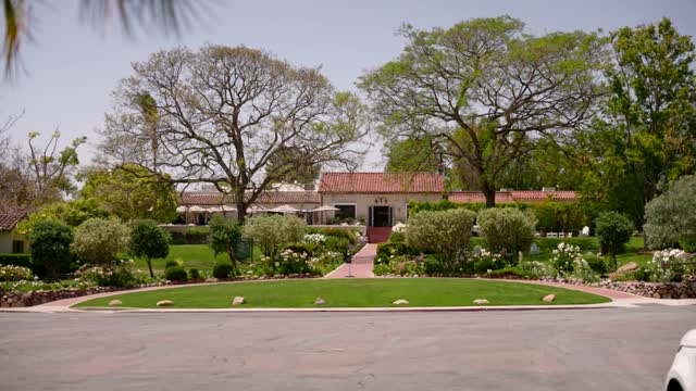 A residential street, homes and the buildings in Rancho Santa Fe.