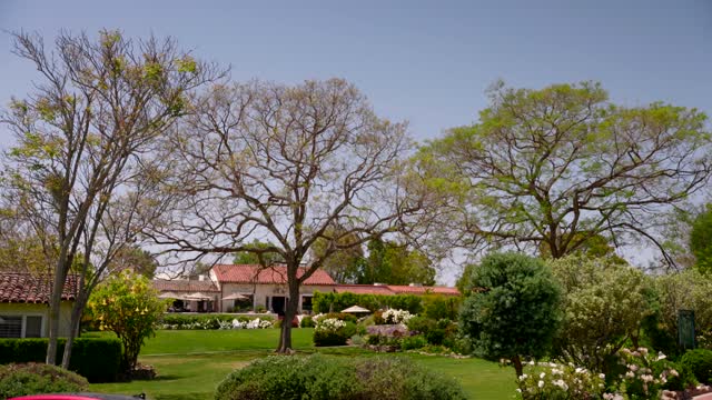 A residential street, homes and the buildings in Rancho Santa Fe.