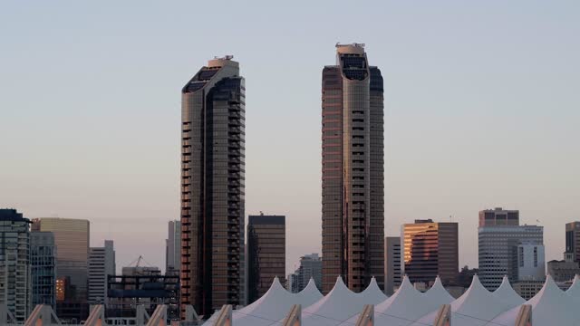 The downtown streets, the skyline and the buildings at Marina.