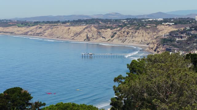 The cliffs, the pier and the ocean at Black’s Beach.