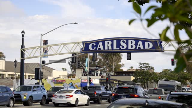 The downtown streets, the buildings and the city in Carlsbad.