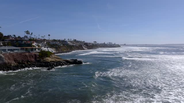 Aerial shot of the Bird Rock Neighborhood in La Jolla on a beautiful Day with Blue Skies | Drone Video – 3