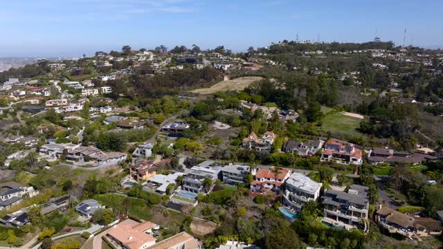 Aerial shot of La Jolla Country Club and Golf Course on a beautiful Day with Blue Skies | Drone Video