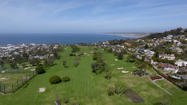 Aerial shot of La Jolla Country Club and Golf Course on a beautiful Day with Blue Skies | Drone Video – 1