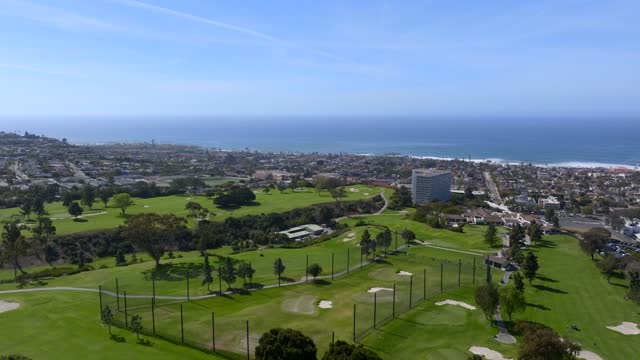 Aerial shot of La Jolla Country Club and Golf Course on a beautiful Day with Blue Skies | Drone Video – 2