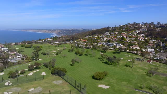 Aerial shot of La Jolla Country Club and Golf Course on a beautiful Day with Blue Skies | Drone Video – 3
