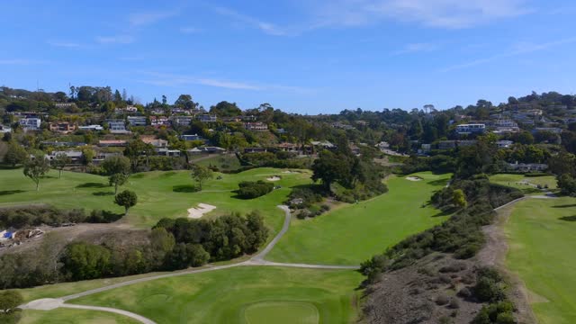 Aerial shot of La Jolla Country Club and Golf Course on a beautiful Day with Blue Skies | Drone Video – 5