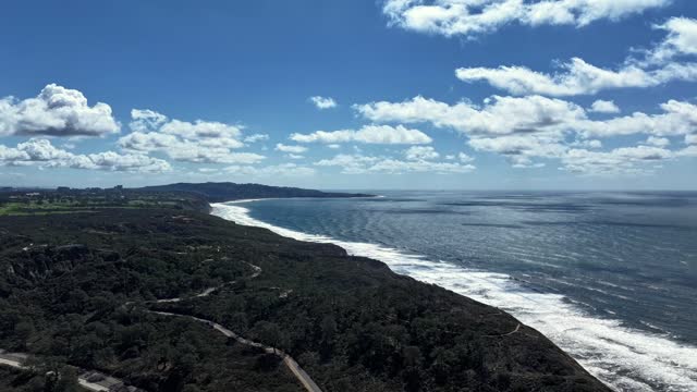Hyperlapse of Torrey Pines State Beach and Natural Reserve looking towards La Jolla | Drone Video