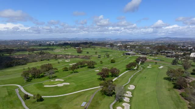 The Iconic Torrey Pines Golf Course in La Jolla looking over the beach and Pacific Ocean | Drone Video – 4