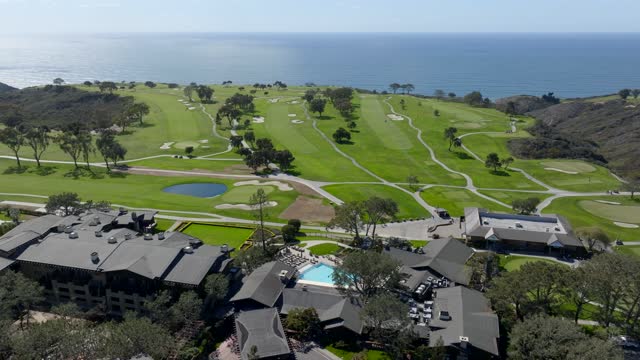 The Iconic Torrey Pines Golf Course and The Lodge at Torrey Pines in La Jolla looking over the beach and Pacific Ocean | Drone Video