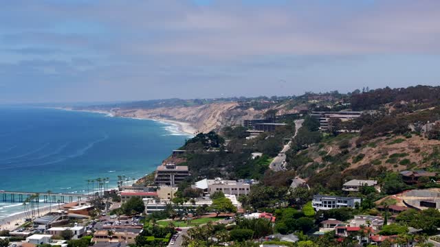 Aerial footage of La Jolla Shores looking towards Scripps Pier and Black’s Beach | Drone Video