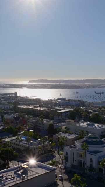 Aerial footage over Bankers Hill and Downtown San Diego on a sunny day | Vertical Drone Video – 1