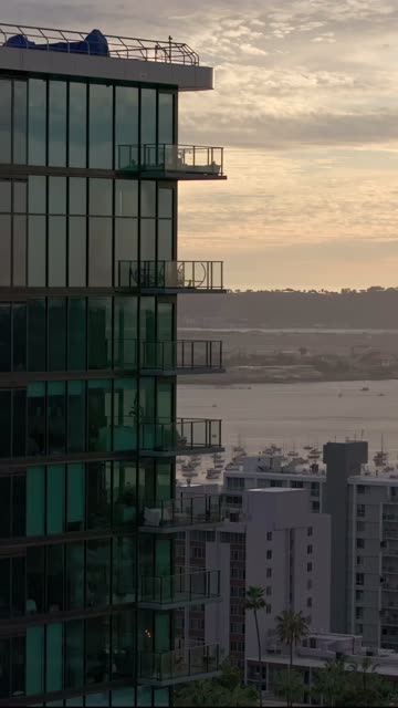 Aerial footage of the 525 Olive Building during a beautiful sunset over Bankers Hill | Vertical Drone Video – 2