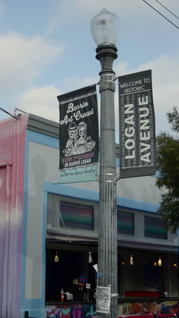 The downtown streets, homes and the buildings in Barrio Logan.