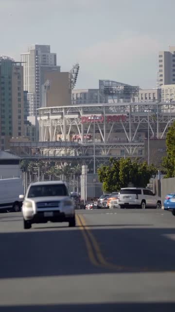 The downtown streets, the skyline and the buildings in Barrio Logan.