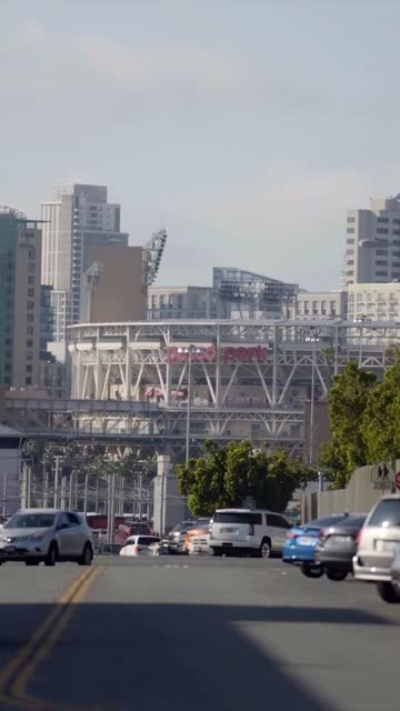 The downtown streets, the skyline and the buildings in Barrio Logan.