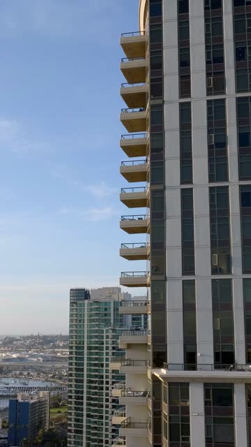 Aerial view of the downtown streets, the skyline and the buildings at Columbia.