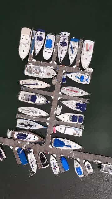 Glorietta Bay Marina with the Boats Saliboats and yachts in Coronado | Vertical Drone Video