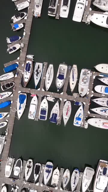 Glorietta Bay Marina with the Boats Saliboats and yachts in Coronado | Vertical Drone Video – 1