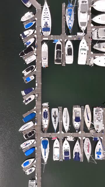 Glorietta Bay Marina with the Boats Saliboats and yachts in Coronado | Vertical Drone Video – 2