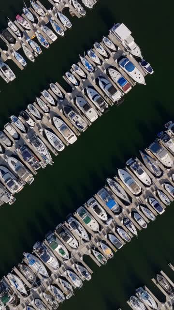 Shot of the Chula Vista Marina and the San Diego Bay | Vertical Drone Video – 3
