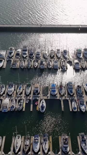 Shot of the Chula Vista Marina and the San Diego Bay | Vertical Drone Video – 4
