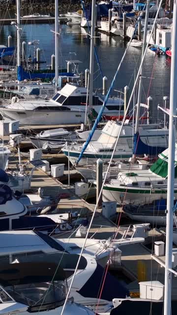 Shot of the Chula Vista Marina and the San Diego Bay | Vertical Drone Video – 5
