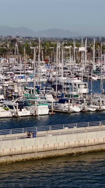 Shot of the Chula Vista Marina and the San Diego Bay | Vertical Drone Video – 7