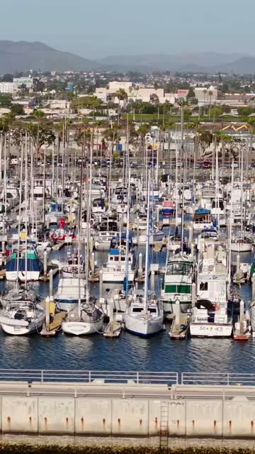 Shot of the Chula Vista Marina and the San Diego Bay | Vertical Drone Video – 9