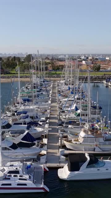 Shot of the Chula Vista Marina and the San Diego Bay | Vertical Drone Video – 10