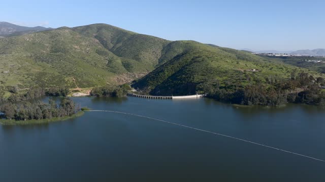Aerial view of the country inland, open country and the water in Chula Vista.