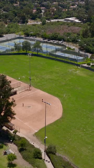 Scenic flyover of Moonlight Amphitheatre in Vista on a bright summer afternoon | Vertical Drone Video – 4
