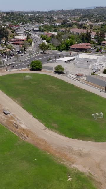 Aerial view of the country inland, homes and traffic in Vista.