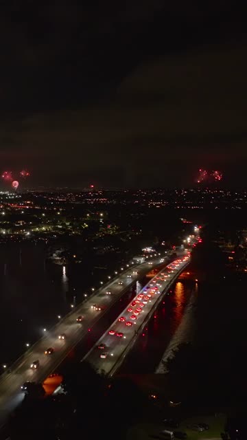 Aerial view of the harbor, the bridge and the bay in Mission Bay.