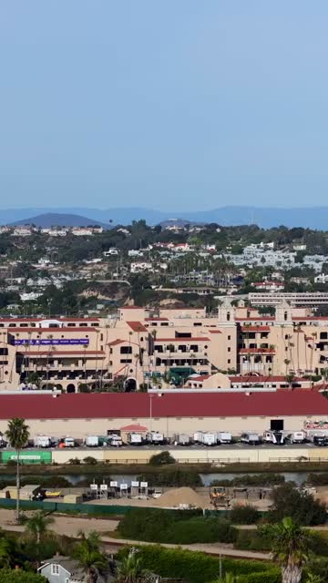 A residential street, palm trees and homes in Del Mar.