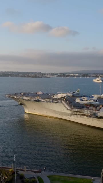 Aerial view of the harbor, boats and the bay at Embarcadero.