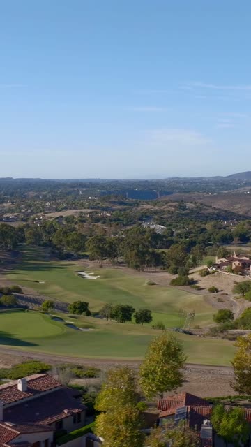 Aerial view of the country inland, homes and the buildings in Santaluz.