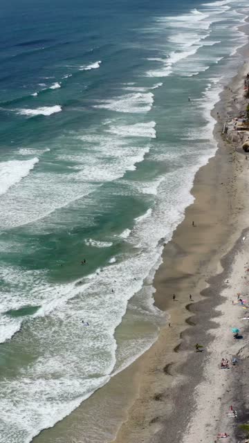 Aerial Drone Video of Beacon’s Beach and the Bluffside Trail in Encinitas North County San Diego with Scenic Ocean Cliffs and Beach Views | Vertical Drone Video – 2