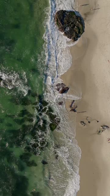 Aerial view of the beach, the surf and the ocean at Beach Barber Tract.