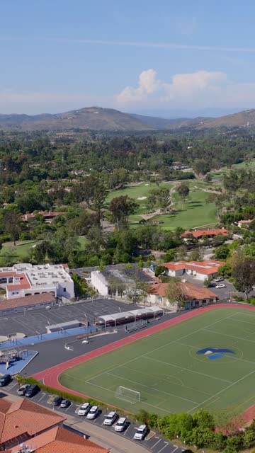 Aerial view of the country inland, homes and traffic at Covenant.