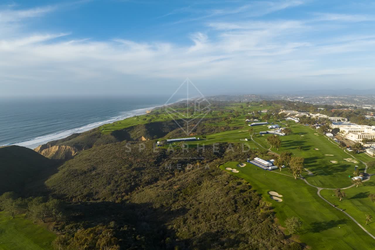 Aerial view of the cliffs, the ocean and the beach at Torrey Pines.